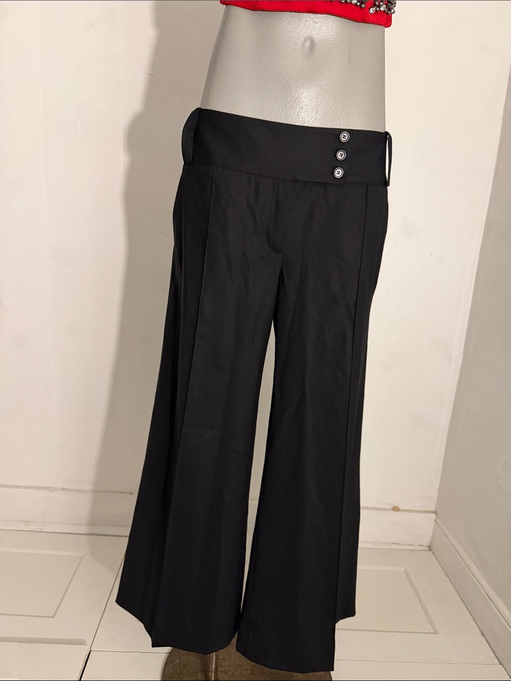 BCBGMaxAzria Black Wide Leg Wool Blend Pants Size 6 NWOT